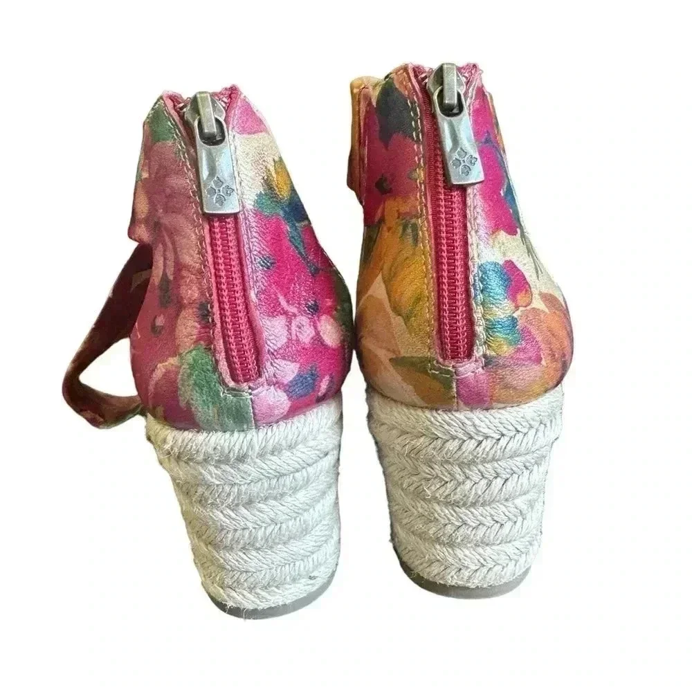 Patricia Nash leather floral “Rubia” espadrille wedge sandals in Spring Multi